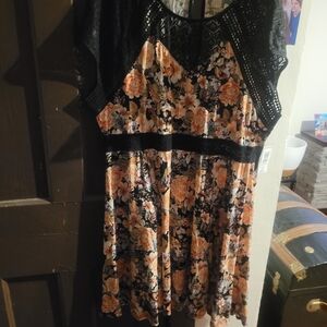 Torrid Black Floral Midi Dress